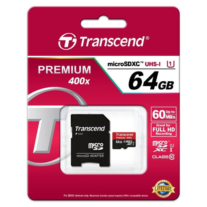 Памет Transcend 64GB micro SDXC UHS - I Premium (with