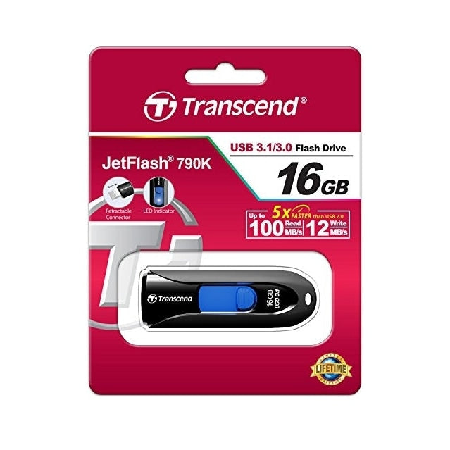 Памет Transcend 16GB JETFLASH 790 USB 3.1 black