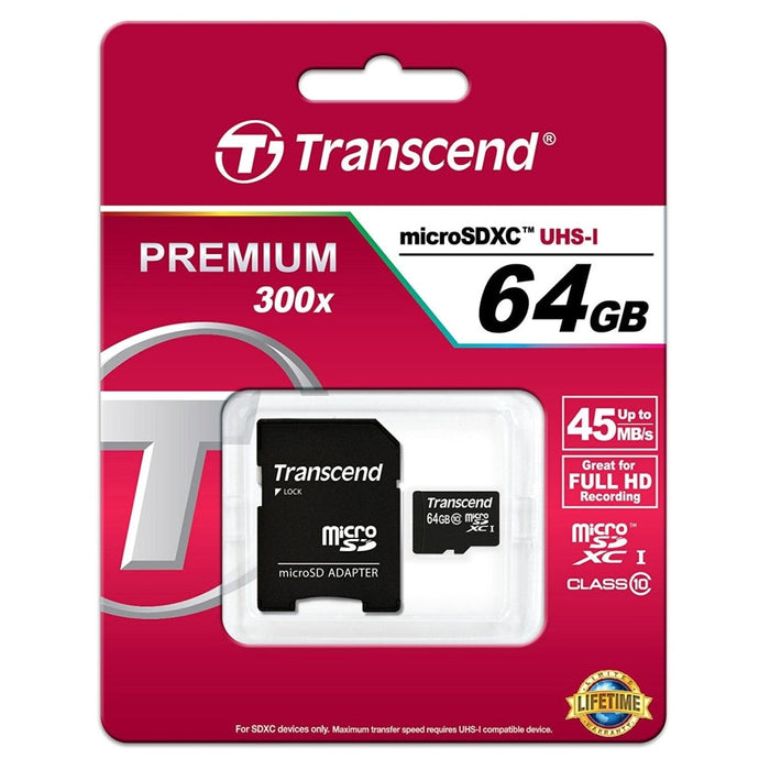 Памет Transcend 64GB microSDXC UHS - I 300x (with