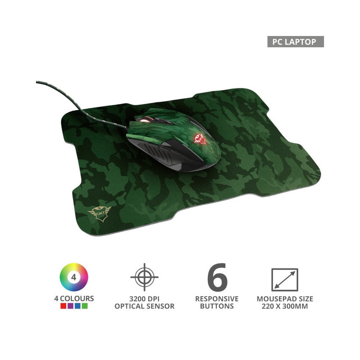 Комплект TRUST GXT 781 Rixa Camo Gaming Mouse & Pad