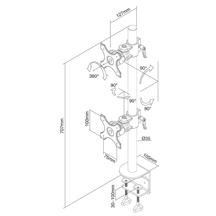 Стойка Neomounts by NewStar Flat Screen Desk Mount (clamp)