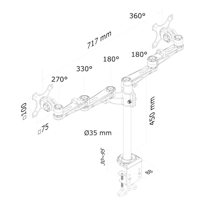 Стойка Neomounts by NewStar Flat Screen Desk Mount (clamp)