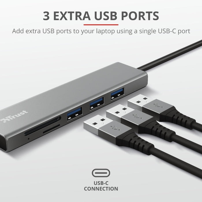 USB хъб TRUST Halyx Fast USB - C Hub & Card Reader