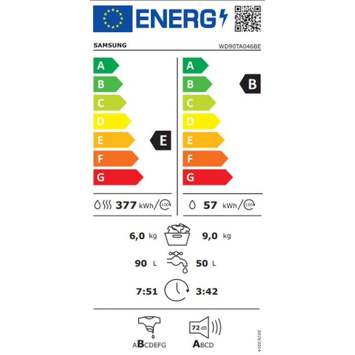 Пералня със сушилня Samsung WD90TA046BE/LE