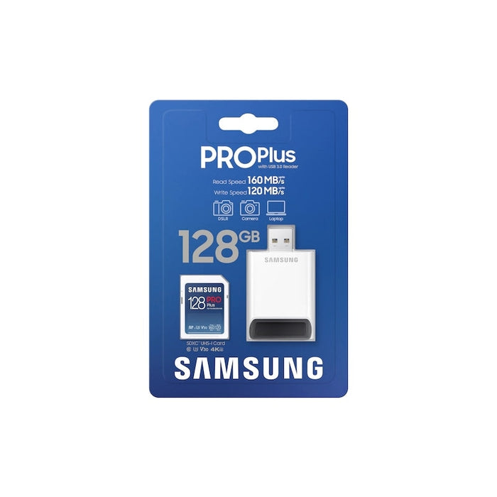 Памет Samsung 128GB SD PRO Plus + Reader Class10 Read