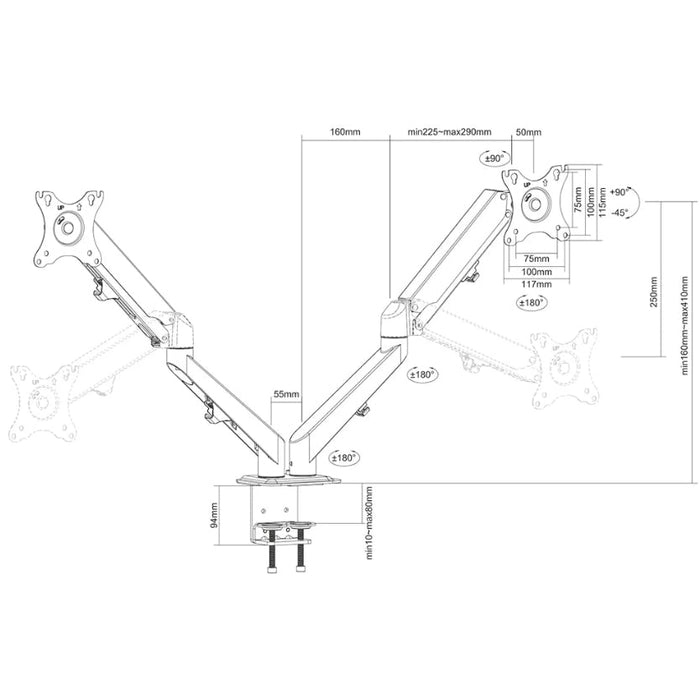 Стойка Neomounts by Newstar Gas Spring Mount (clamp/grommet)