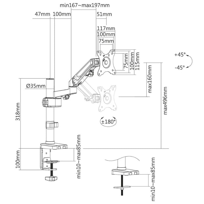 Стойка Neomounts by Newstar Desk Pole Mount (clamp/grommet)