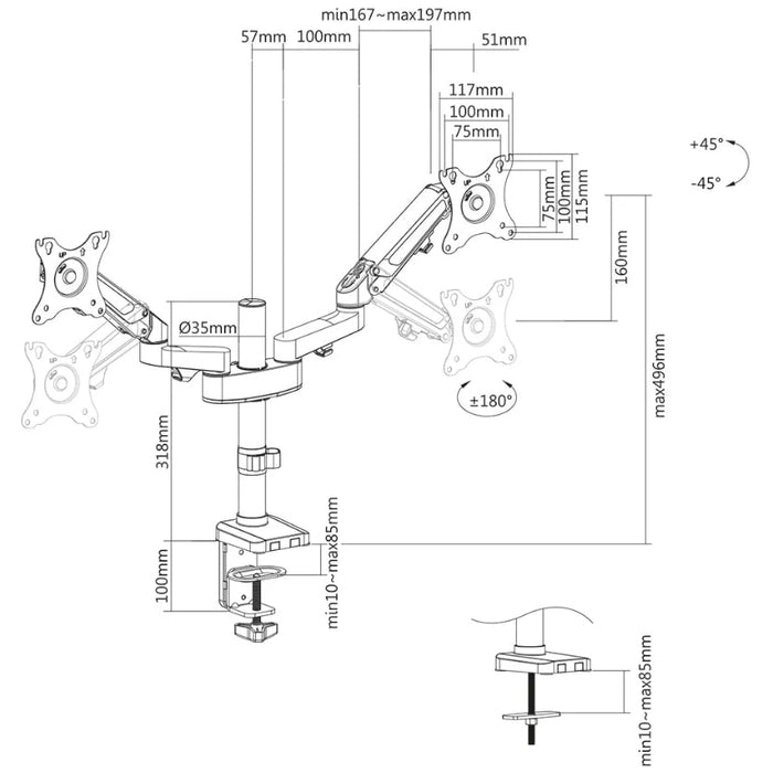 Стойка Neomounts by Newstar Desk Pole Mount (clamp/grommet)