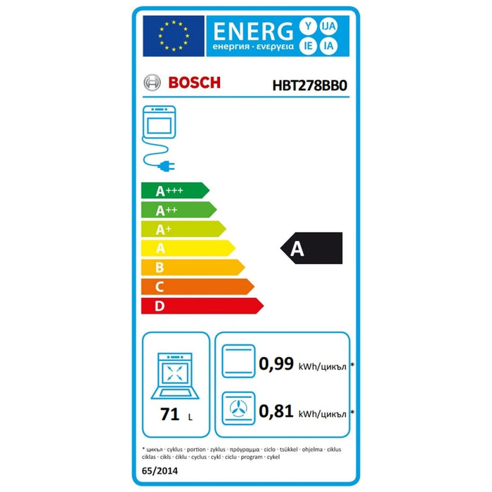 Фурна Bosch HBT278BB0 SER6 Built - in oven 60 x cm 71