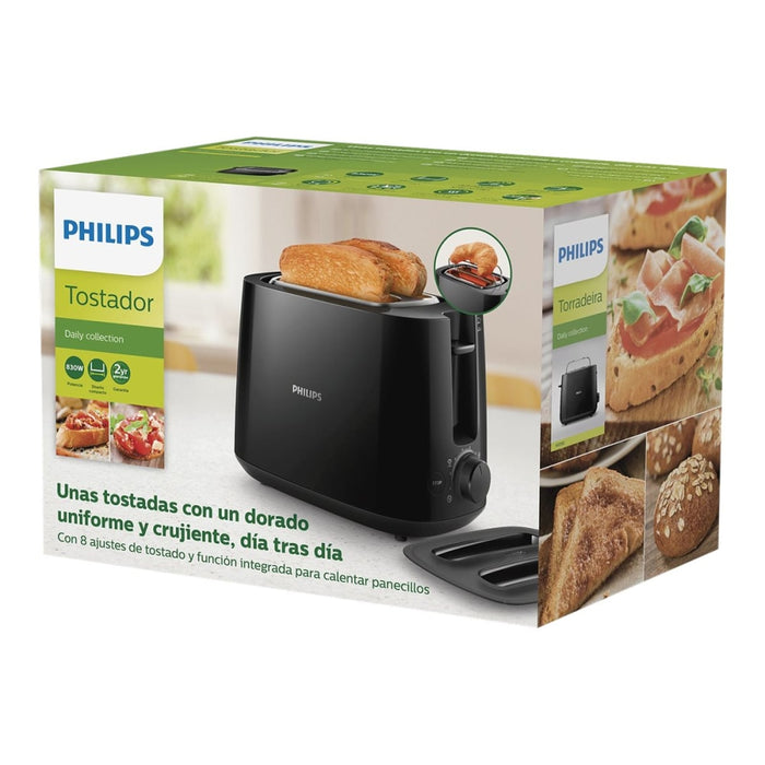 Тостер PHILIPS Daily Collection 900W 8 степени черен