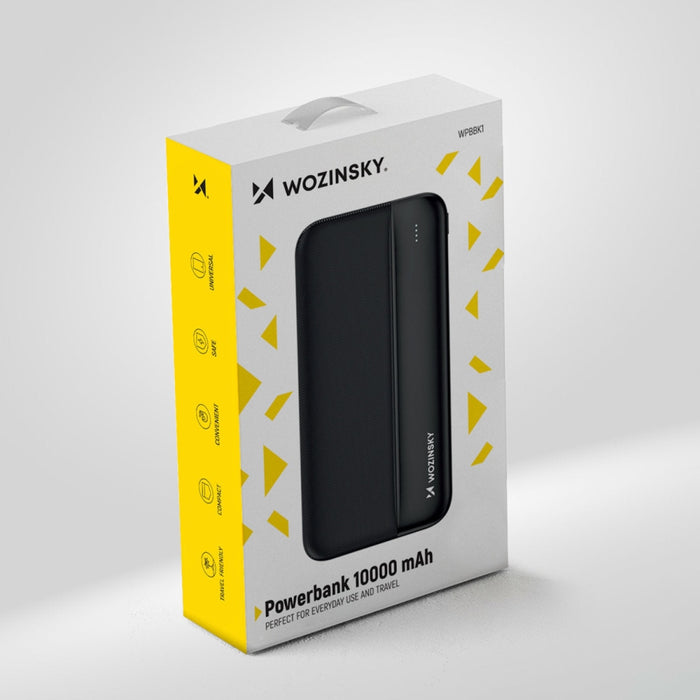 Преносима батерия Wozinsky 10000mAh 2 x USB черна (WPBBK1)