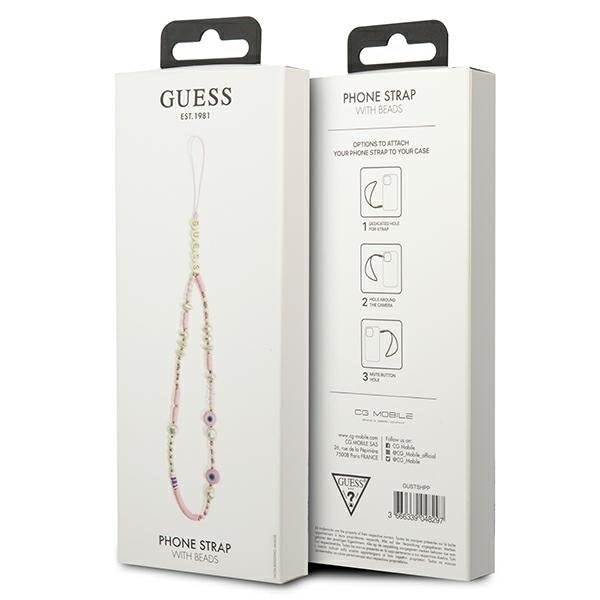 Верижка за телефон Guess GUSTSHPP розова Beads Shell