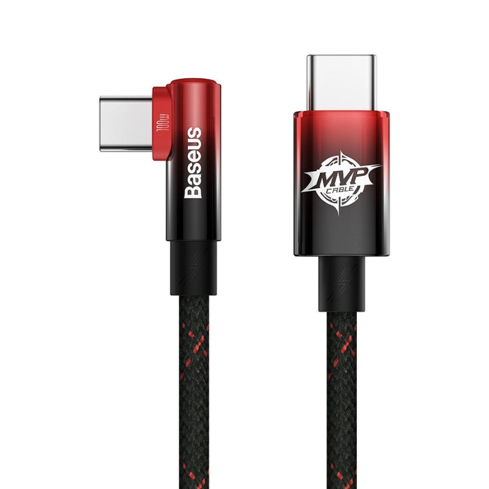 Ъглов кабел Baseus MVP USB - C към USB - C 1m 100W 5A Червен