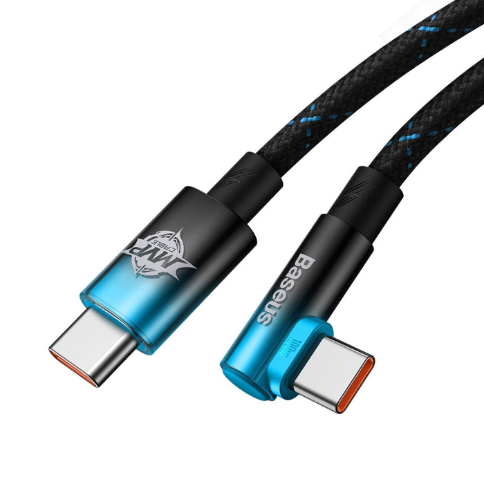 Ъглов кабел Baseus MVP USB - C към USB - C 1m 100W 5A Син