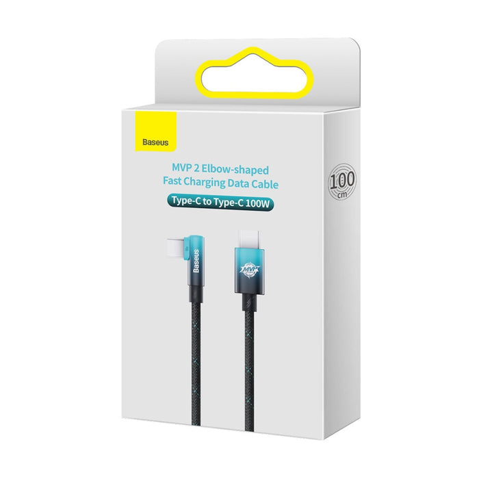 Ъглов кабел Baseus MVP USB - C към USB - C 1m 100W 5A Син