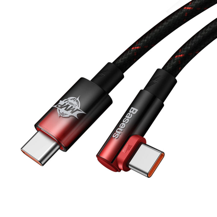 Ъглов кабел Baseus MVP USB - C към USB - C 2m 100W 5A Червен