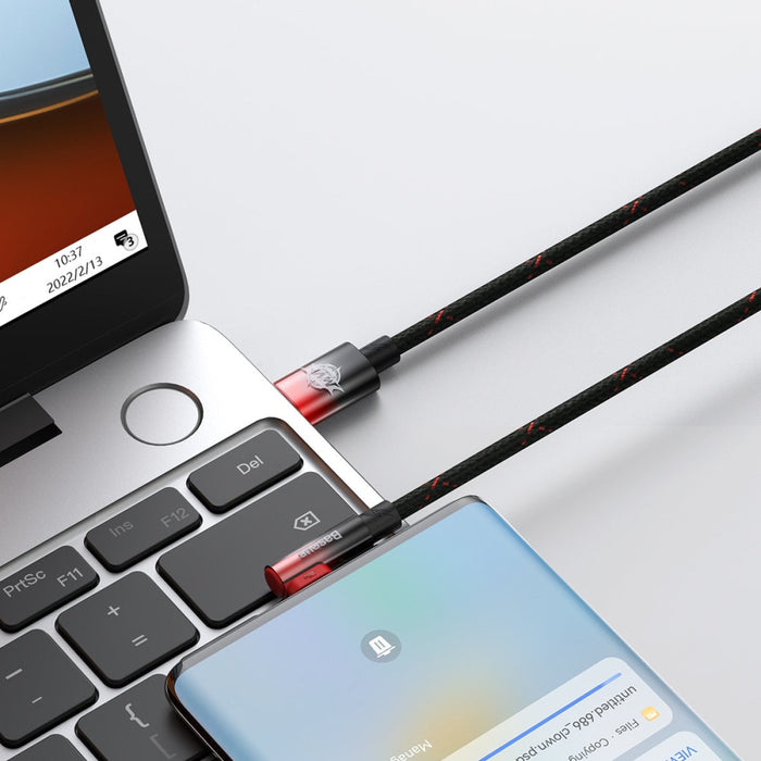 Ъглов кабел Baseus MVP USB - C към USB - C 2m 100W 5A Червен