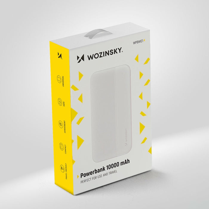 Преносима батерия Wozinsky 10000mAh 2x USB бяла (WPBWE1)