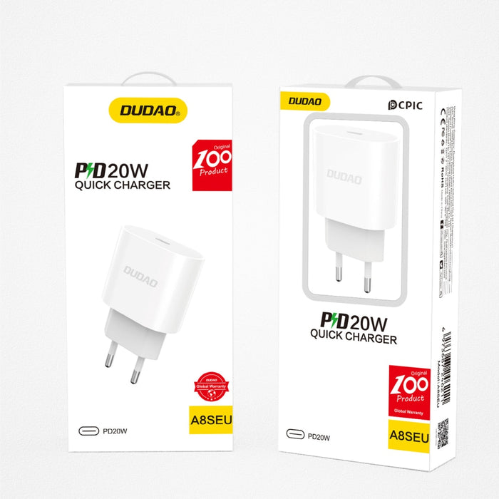 Адаптер Dudao A8SEU PD 20W EU USB - C бял