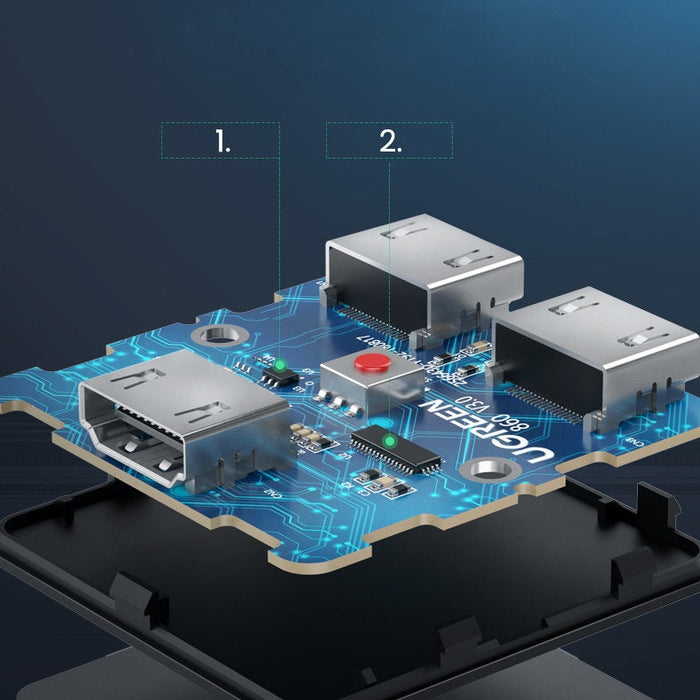 Сплитер Ugreen 2x HDMI 4K 60Hz черен (CM217)