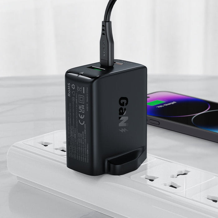 Адаптер Acefast GaN 65W 1x USB 2x USB - C PD UK бял (A44)