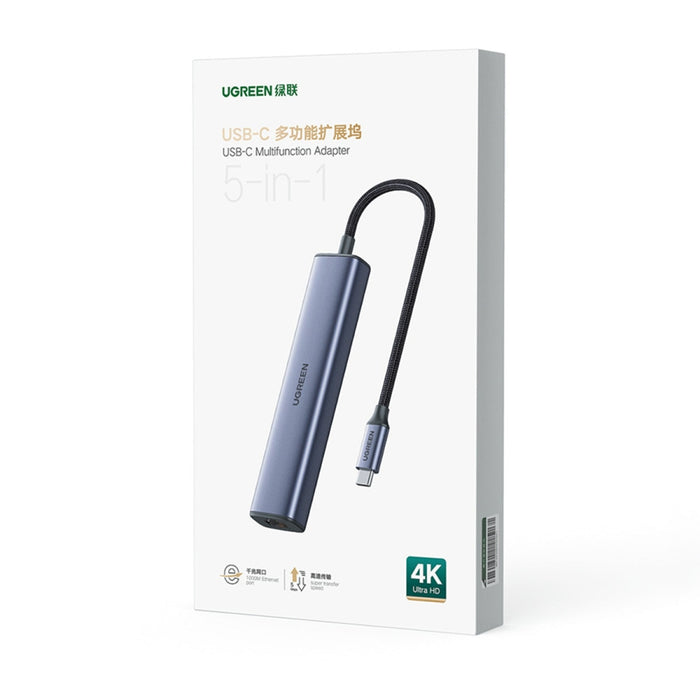 5в1 хъб Ugreen USB C 3x 3.0 / HDMI RJ45 сив (CM475)