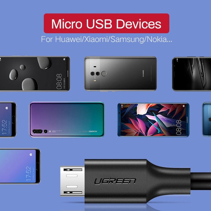 UGREEN micro USB кабел QC 3.0 2.4A 0.25m (черен)