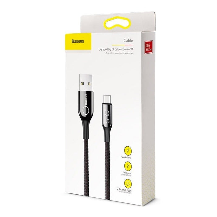 Кабел Baseus USB към USB - C LED QC 3.0 1m черен