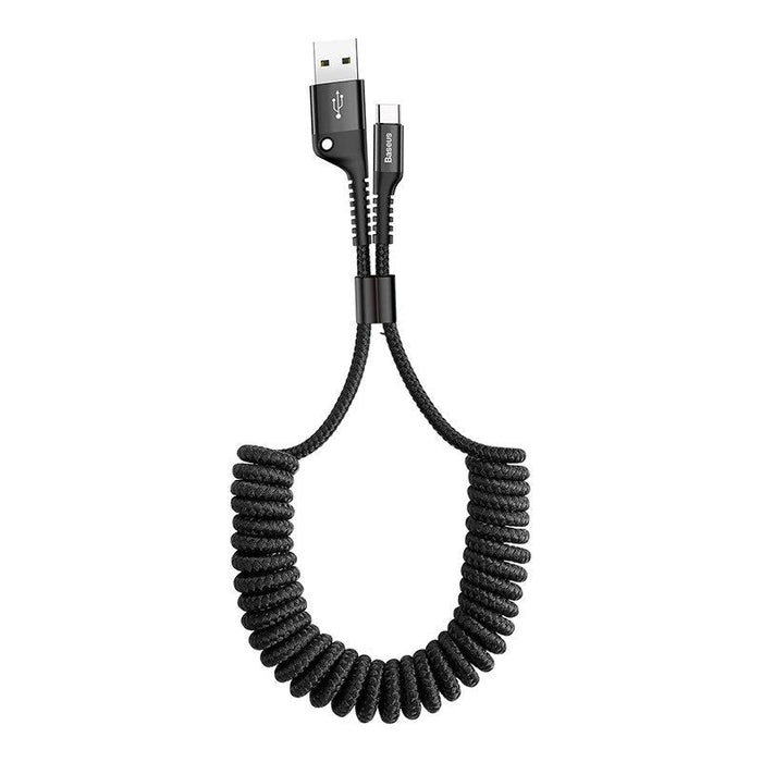 Кабел Baseus Spring - loaded USB към USB - C 1m 2A черен