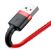 Кабел Baseus Cafule USB Lightning 1.5A 2m червен