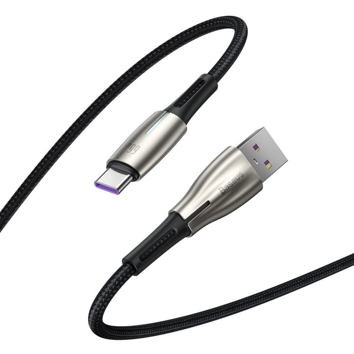 Кабел Baseus USB към Type - C LED 66W 6A 1m черен