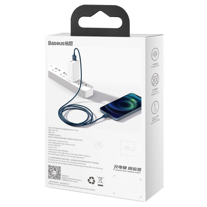 Кабел Baseus Superior Series USB към Lightning 2.4A 1m син