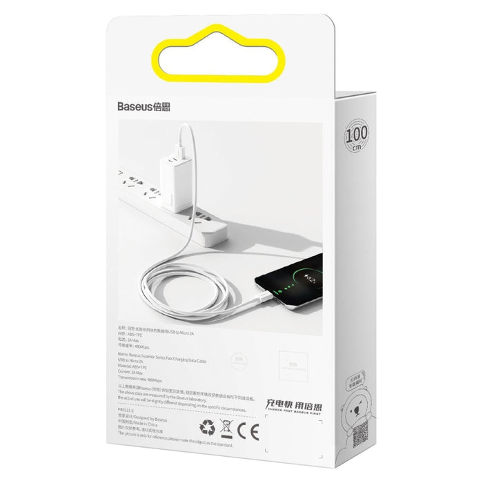 Кабел Baseus Superior Series USB към micro 2A 1m бял