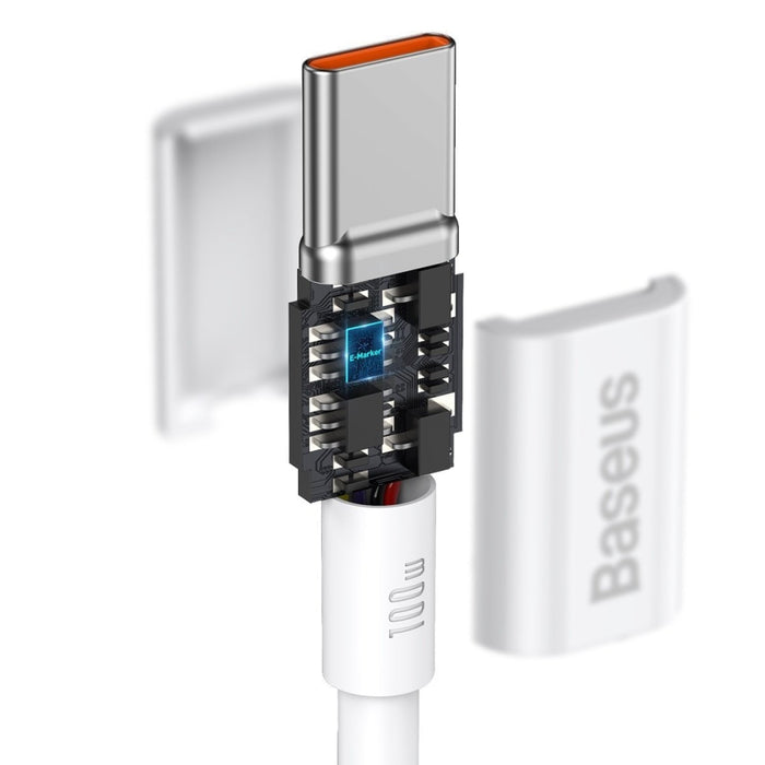 Кабел Baseus Superior Series USB - C към 100W 2m бял