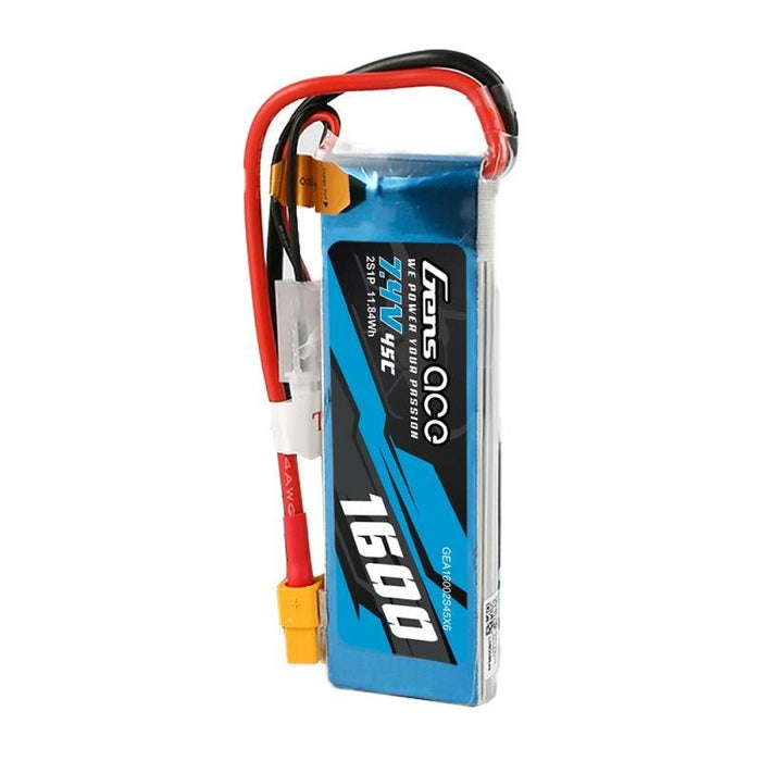 Батерия GensAce LiPo 1600mAh 7.4V 45C 2S1P XT60