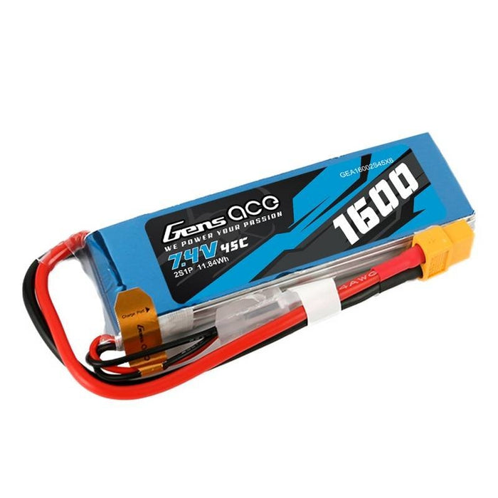 Батерия GensAce LiPo 1600mAh 7.4V 45C 2S1P XT60