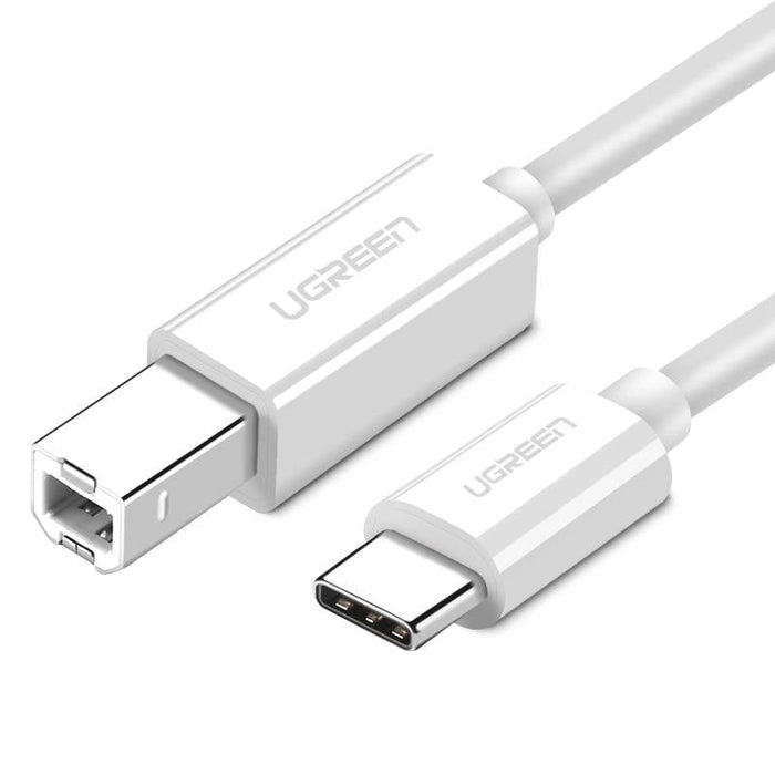 Кабел за принтер USB 2.0 C - B UGREEN US241 1.5m (бял)