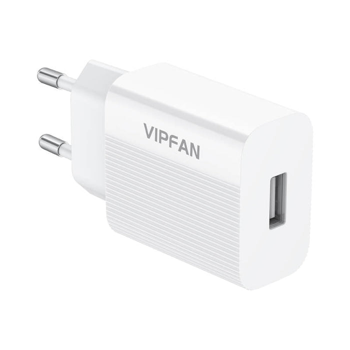 Адаптер Vipfan E01 1x USB 2.4A + USB - C кабел бял