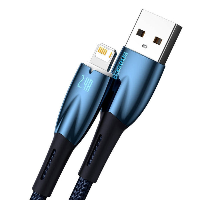 Кабел Baseus Glimmer Series USB към Lightning 2.4A 1m син