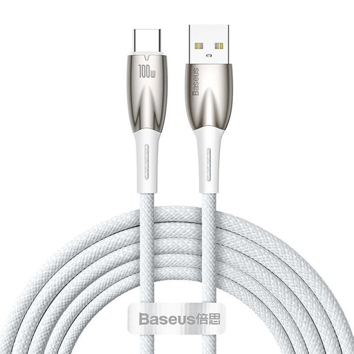 Кабел Baseus Glimmer Series USB към USB - C 100W 2m бял