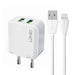 Адаптер LDNIO A2201 2USB с Lightning кабел