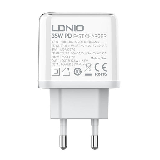 Адаптер LDNIO A2528C 2USB - C 35W с USB - C към