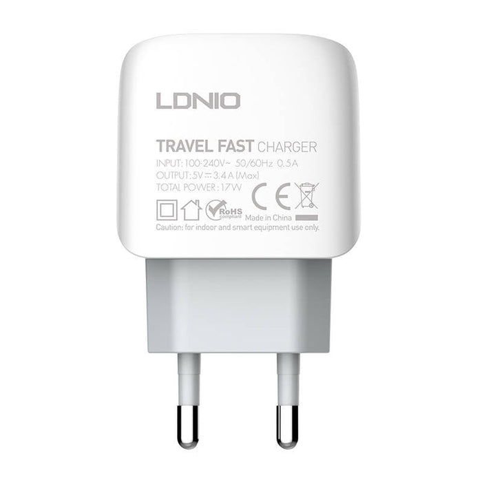 Адаптер LDNIO A3312 3USB с MicroUSB кабел