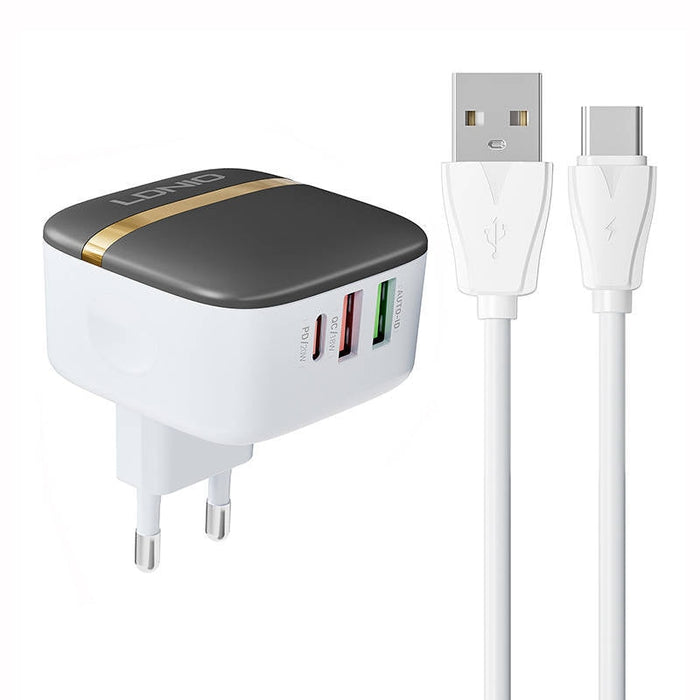 Адаптер LDNIO A3513Q 2USB USB - C 32W с кабел