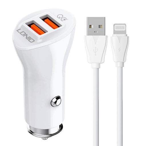 Зарядно за кола LDNIO C511Q 2USB с Lightning кабел