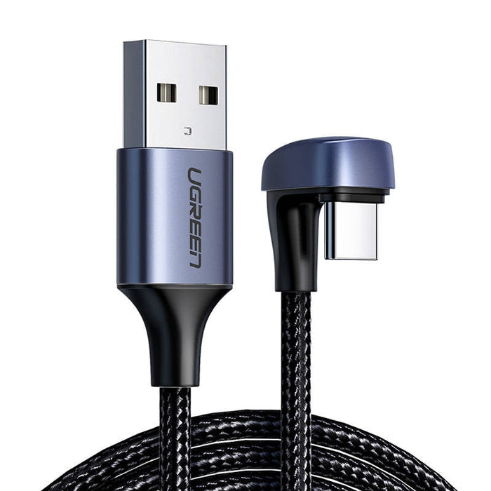 Ъглов кабел UGREEN USB2.0 към USB - C 3A 2m черен