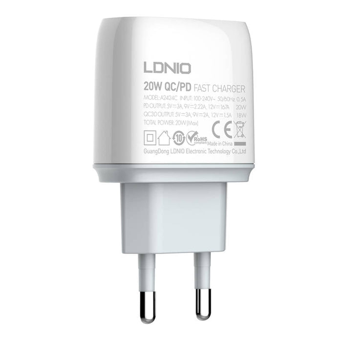 Адаптер LDNIO A2424C USB USB - C 20W с microUSB кабел