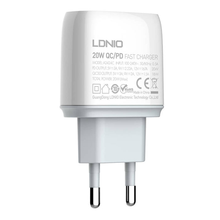 Адаптер LDNIO A2424C USB USB - C 20W с Lightning кабел