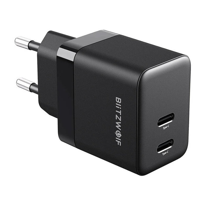 Адаптер Blitzwolf BW - S22 GaN 2x USB - C 35W черен