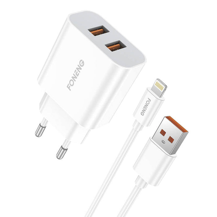 Адаптер Foneng EU45 2х USB 12W с към Lightning кабел